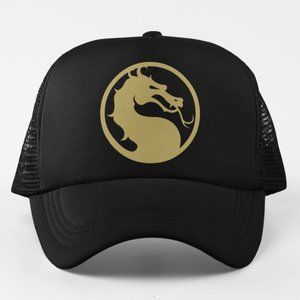 NEW Mortal Kombat Dragon Circle Gold Logo Foam Trucker Mesh Snapback Hat BLACK